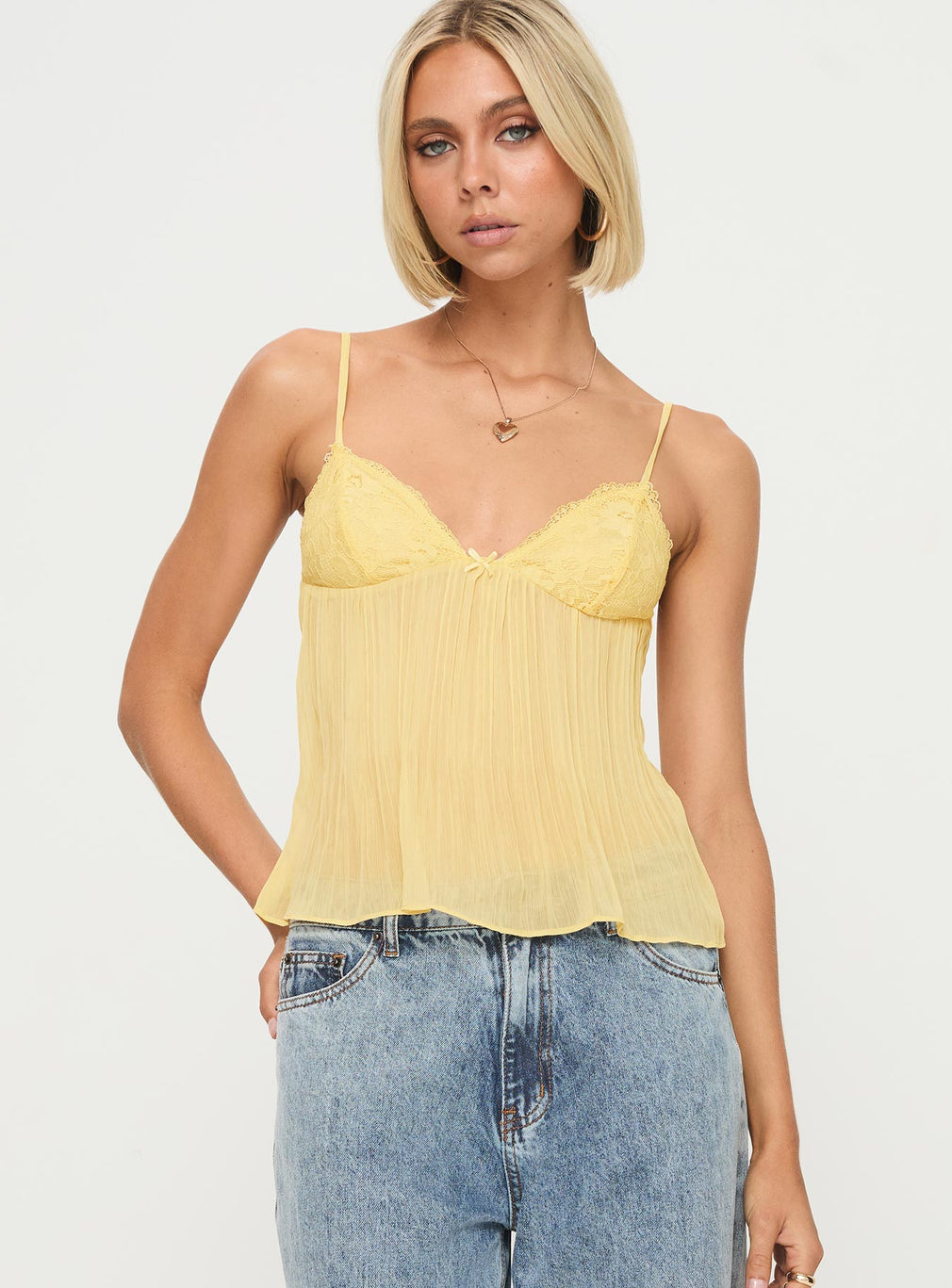 SOPHIA | Lace Pleated Top