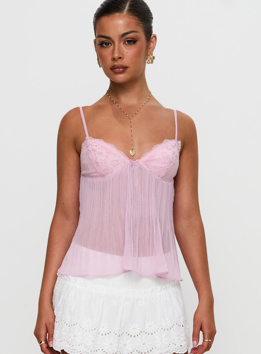 SOPHIA | Lace Pleated Top