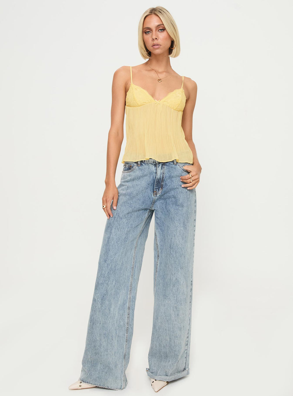 SOPHIA | Lace Pleated Top